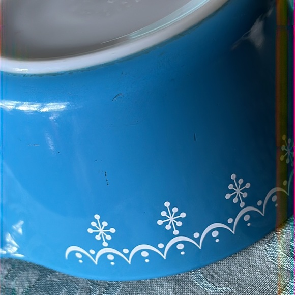 Vintage Pyrex Blue Snowflake Garland 473 1 quart Small Casserole Dish No Lid - Picture 4 of 12